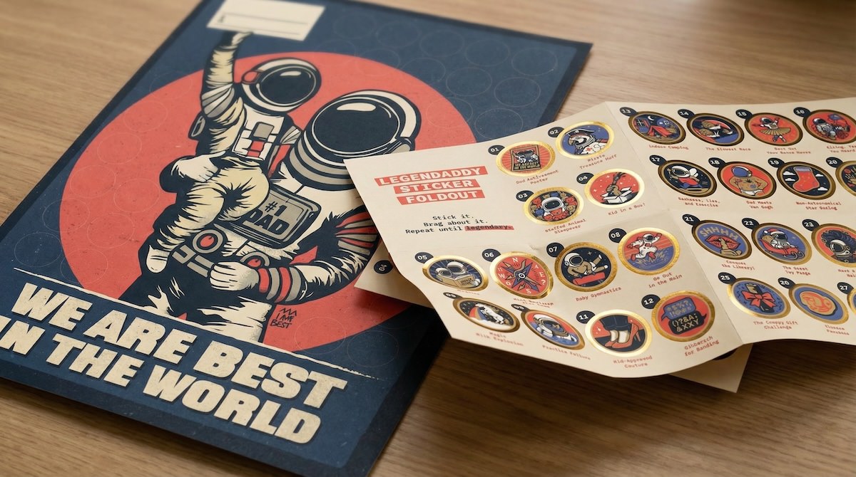 Epic Dad Achievement Poster + Sticker Pack bundle